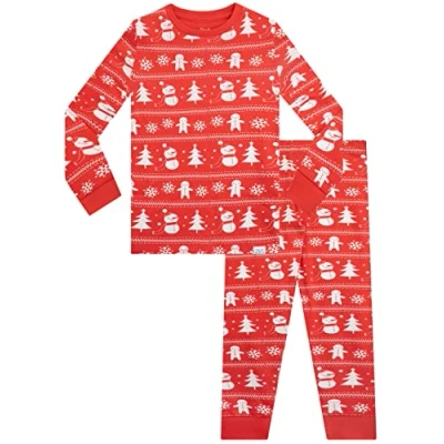 Image of Harry Bear Girls Snug Fit Pyjamas Christmas Red 5 6 Years
