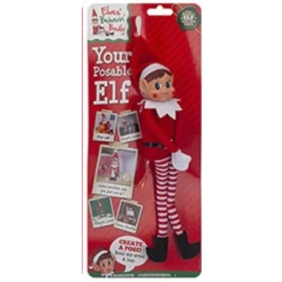 Image of Elves Behavin Badly dqv131xx lves 12&quot; Bendable Poseable Elf with Vinyl Head, Red