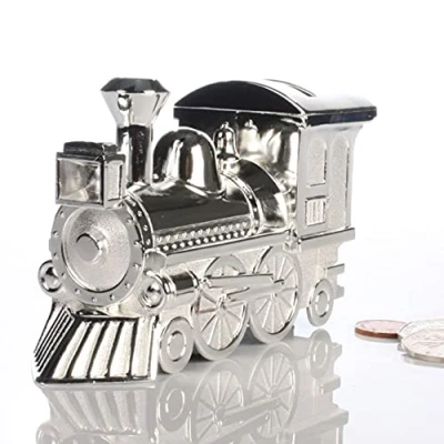 Image of The Gift Experience Silver Plated Train Money Box Engraved with Any Message