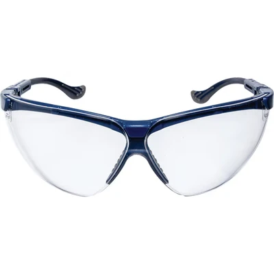 Image of Honeywell 1010950 XC Safety Glasses, Blue Frame, Clear Polycarbonate Lens, Anti Scratch Fog Ban Coating, Adjustable Temples, RX Insert for Prescription Wearers, Ventilation Channels (1 Piece)