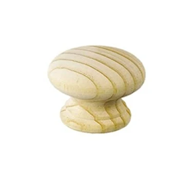 Image of Merriway BH03884 (4 Pcs) Unlacquered Pine Cupboard Cabinet Drawer Door Knob, Pre Drilled for Screw or Dowel 60mm 2.1/2 inch Pack of 4 Pieces