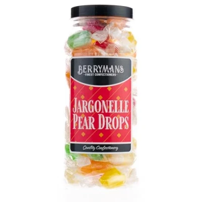 Image of Original Jargonelle Pear Drops Retro Boiled Sweets Gift Jar By Berrymans Sweet Shop Classic Sweets, Traditional Taste.