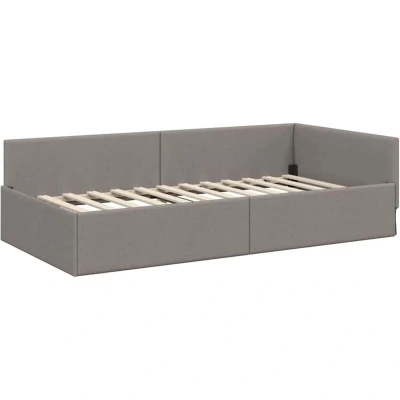 Image of vidaXL Corner Bed Frame Taupe 90 x 200 cm Fabric and Engineered wood