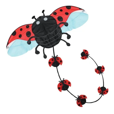 Image of BROOKITE from Peterkin Ladybird Kite Red and black design 49cm x 45cm Spinnaker Nylon with 1 handle Kites Outdoor Toys Sports &amp; Leisure Ages 3+