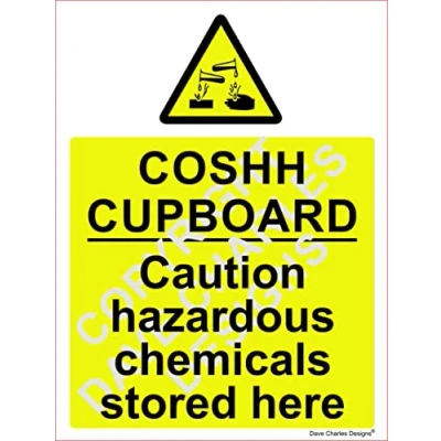 Image of COSHH Cupboard safety Sign Self Adhesive Vinyl Sticker 150mm x 200mm The clearest Cosh Sign. Health and signs