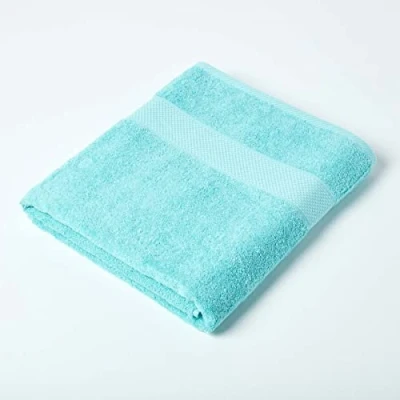 Image of HOMESCAPES Aqua Blue Turkish Cotton Bath Sheet Towel Super Soft Thick &amp; Absorbent 500 GSM Heavy Weight for everyday Luxury