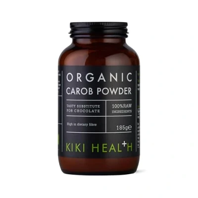 Image of KIKI Health Organic RAW Carob Powder Non GMO Gluten Free Vegan Antioxidant Rich Superfood Perfect Chocolate Flavour to Support Digestion Caffeine 185g