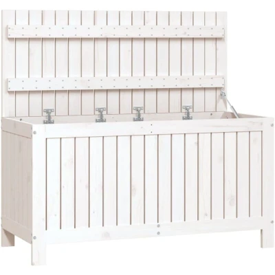 Image of vidaXL Garden Storage Box White 115x49x60 cm Solid Wood Pine