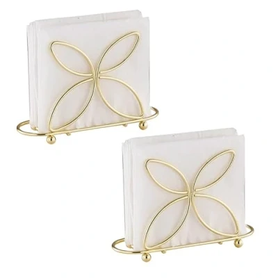 Image of Napkin Holder Stainless Steel for Table Metal Serviette Organizer Stand Set of 2, Gold