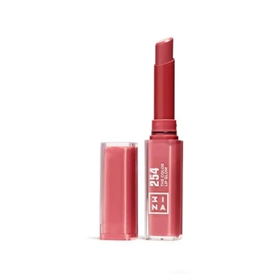 Image of 3INA MAKEUP The Color Lip Glow 254 Dark Pink Nude Shea Butter Colour Balm Glowy Lipstick Shiny