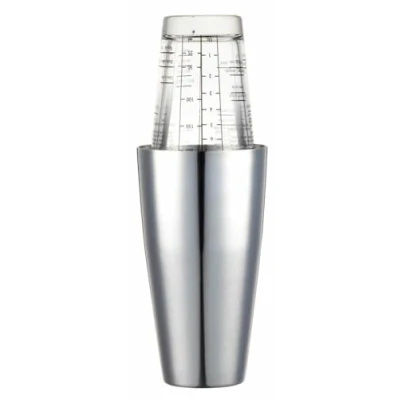 Image of BarCraft Boston Cocktail Shaker Set with Printed Recipes in Gift Box, Stainless Steel / Glass, 400ml