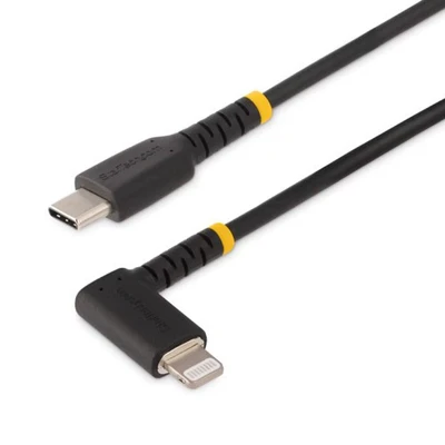 Image of StarTech.com 6ft (2m) Durable USB C to Lightning Cable 2.0 Right Angle Cord Power Delivery/Charge and Sync Apple MFi Certified iPhone (RUSB2CLTMM2MR)