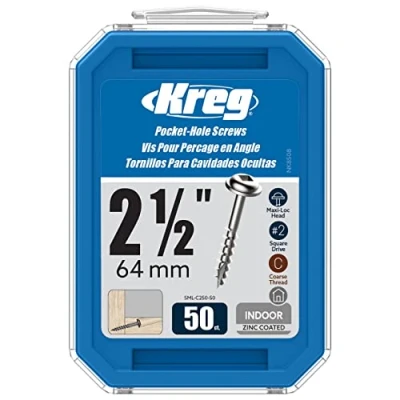 Image of Kreg SML C250 50 2 1/2 Inch #8 Coarse Washer Head Pocket Screws, Count