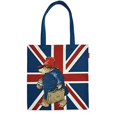 Image of Signare FLAT Tote Bag with Union Jack and Paddington Bear Design (Paddington Marmalade on Jack, UJ PADD)
