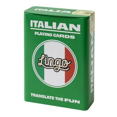 Image of Italian Lingo Playing Cards in Wayfarer Tin Box Travel Flashcards Learn Vocabulary A Fun &amp; Easy Way 52 Essential Translations