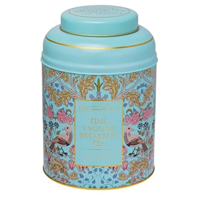 Image of New English Teas Song Thrush &amp; Berries Tea Caddy in Mint Green with 240 Breakfast Teabags