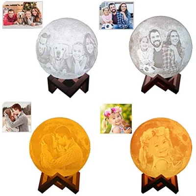 Image of Custom Photo Moon Lamp Personalised Stand,Custom Light with 3D and Text,16 Colors,USB Charging ​Touch Night Light,Birthday,Thanksgiving Gifts,Christmas (10cm)