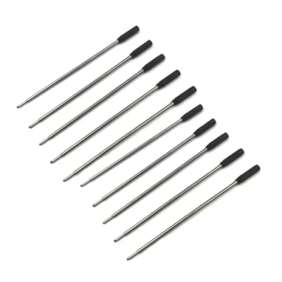 Image of MLWSKERTY Professional Metal Ballpoint Pen Refills Ink Refill 115mm Length x 1mm Tip for Writing (Pack of 10)
