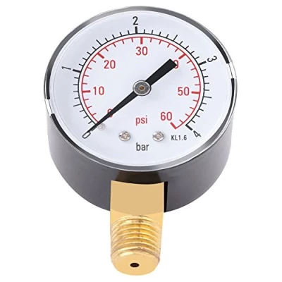 Image of Pressure Gauge For Fuel Air Oil Or Water 0 4bar / 60psi NPT, 1/4&quot; NPT Bottom Mount (0 4 bar/0 1/4 NPT)