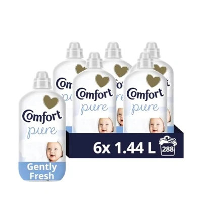 Image of Comfort Pure sensitive Fabric Conditioner dermatologically tested gentle next to skin 288 washes (6x 1.44 L)