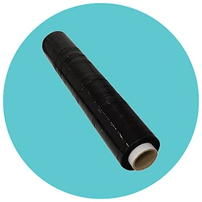 Image of Triplast 1 Roll x 400mm Black Pallet Stretch Wrap Standard Core, 17mu Thick, Industrial Strength Shrink Wrap, Cling Film, Plastic Packaging for Removals, &amp; Warehouse Use