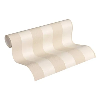 Image of Livingwalls Non Woven Wallpaper Diamonds Striped 10.05 m x 0.53 Beige Gold Cream 372713 37271 3