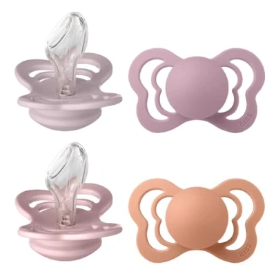 Image of BIBS Couture Soother 4 Pack, BPA Free Dummy Pacifier, Orthodontic Nipple. Silicone, Size 2 (6 18 Months), Heather Mix