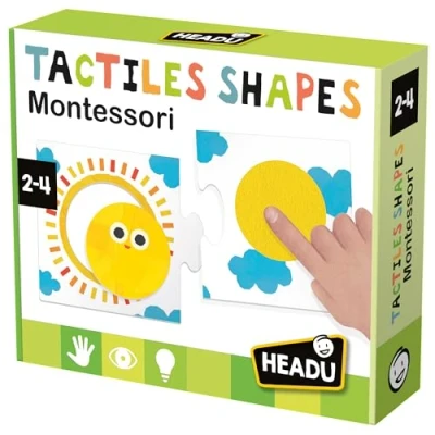 Image of Headu Tactiles Shapes Montessori, Educational Toys, Kids Puzzle, Tactile Sensory Activity, Learning Games, Ideal for 2 4yrs