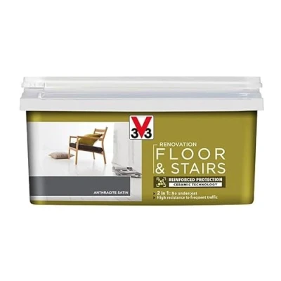 Image of V33 Renovation Floor &amp; Stairs Paint High Resistance to Shocks and Abrasions Anti Stain Barrier for Reinforced Protection Anthracite Grey Satin 2L