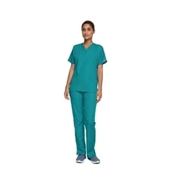 Image of Cherokee Women Woman Scrub Top Plus Size Originals Medical Clothing with Pockets V Neck WWE4700 Teal Blue 2XL