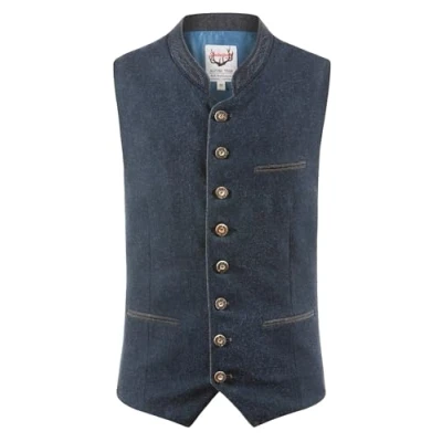 Image of Stockerpoint Men&#039;s Weste Sirius Trachtenwesten, Blue (Dunkelblau Grau Dunkelblau Grau), XX Small (Size: 44)