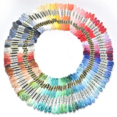 Image of CENPEK Embroidery Threads 100 Colors Skeins Pack, Floss,Cross Stitch Threads，Friendship Bracelets Thread，Crafts Floss Rainbow Color