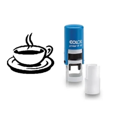 Image of Coffee Cup Stamp Loyalty Card Stamper, Self Inking Black Ink, Approx. 11mm, with Keyring/Chain