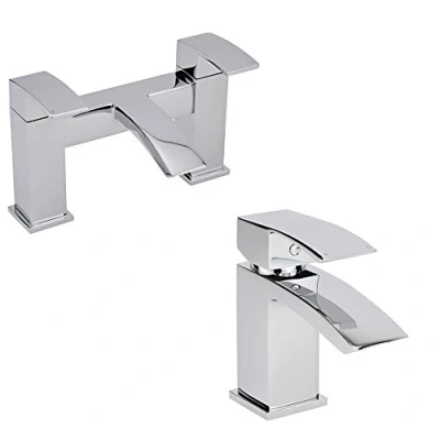 Image of Milano Wick Modern Mono Bathroom Basin Mixer Tap Bath Filler Set Chrome