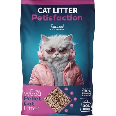 Image of Petisfaction 30L Wood Pellet Cat Litter Biodegradable, Eco Friendly Odour Control Ultra Absorbent Perfect for Cats and Kittens (30L Single Pack)