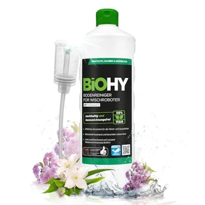 Image of BiOHY Floor Cleaner for wiping robots (1l Bottle) + Dispenser Concentrate all &amp; suction with wet function sustainable ecological spring fragrance (Wischroboter)