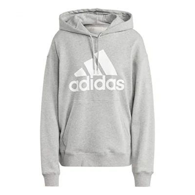 Image of adidas Women&#039;s Essentials Big Logo Oversized French Terry Hoodie, medium grey heather/white, S