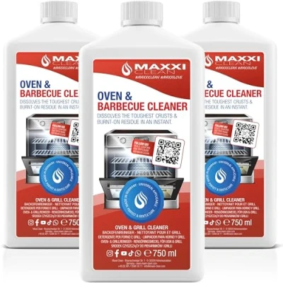 Image of Maxxi Clean Oven &amp; Barbecue Cleaner Extra Strong 3x 750 ml Gel Paste Self Working and Degreaser for Cooktop Grill Removes Crusts Without Heating Power formula Made in Germany