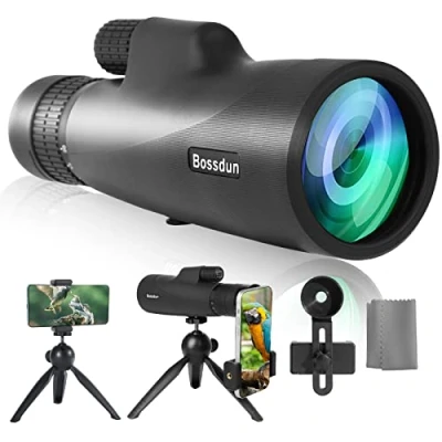 Image of BOSSDUN Monocular Telescope, 30x50 HD High Power Zoom Magnification with Phone Adapter Tripod &amp; Lens Hood, FMC Lens/BAK4 Prism Waterproof Monoculars for Adults Bird Watching Hiking Stargazing