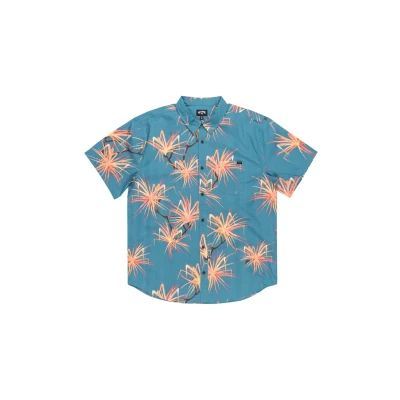 Image of BILLABONG Mens Sunday Jacquard Short Sleeve Shirt Slate Blue M