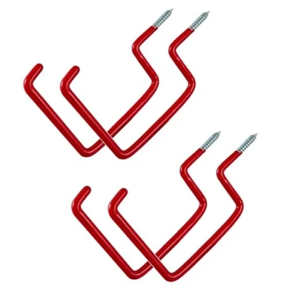 Image of TERF® Household Tool Hook Screw in Hooks Storage Shed Garage Utility Multi Purpose Set Heavy Duty Wall Mount Vinyl Coated for Garden Tools Pack of 4