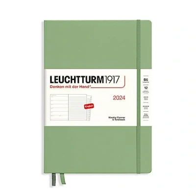 Image of LEUCHTTURM1917 367760 Weekly Planner &amp; Notebook Composition (B5) 2024, with Booklet, Sage, English