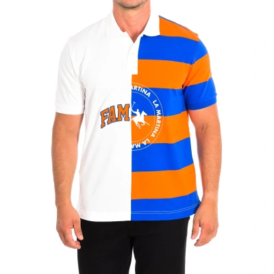 Image of La Martina Mens Short Sleeve Polo 11M093 PK097 man Multicolour Cotton Size Small