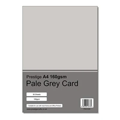 Image of Prestige A4 160gsm Coloured Card Printing Inkjet Laser Craft 50 Sheets per Pack 19 Colours (Pale Grey)