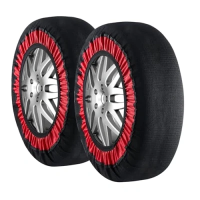 Image of VEVOR Thickened Snow Socks for Tires, Polyester Fiber Tire with Elastic Straps, Traction Cover Car, SUV, Pickup and Truck (Pack of 2) Extra Large