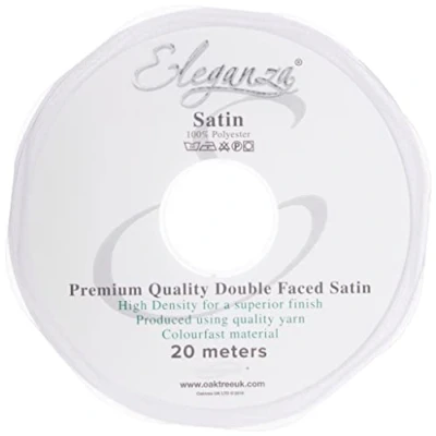 Image of ELEGANZA Double Faced Satin 6mm x 20m White No.01