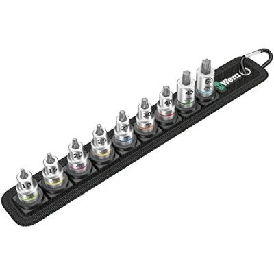 Image of Wera Belt B 3 TORX® HF Zyklop holding function bit socket set, 3/8&quot; drive, 9pc, 05003972001 , Black