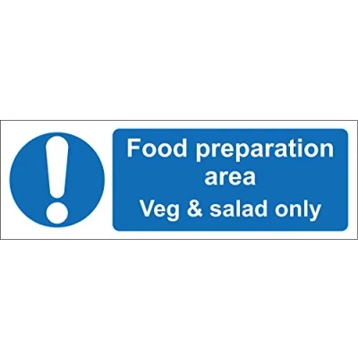 Image of Food preparation area Veg and salad only kitchen catering safety sign Self adhesive sticker 150mm x 50mm
