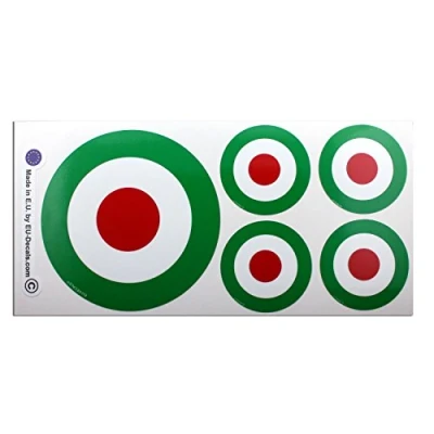 Image of 1X 100mm 4* &amp; 4X 50mm 2&quot; Target Mod Green Italy Italian flag Laminated Decal Sticker classic retro for helmet car bike scooter MioVespa collection
