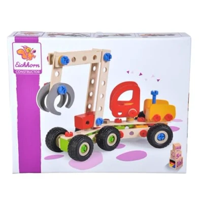 Image of Eichhorn 100039058 Constructor 3 Model variants: Harvester, Grader/Ground Plane, Joint Tipper Truck, 140 Pieces, FSC 100%, Beech Wood, Plastic, BSK, 5J+ Made in Germany, Colourful
